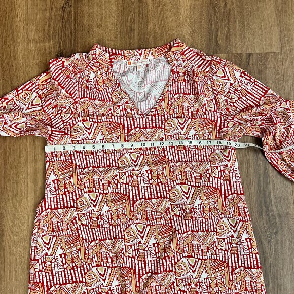 Jude Connally Red Elephant 3/4 Sleeve Tunic Top L - Picture 8 of 11